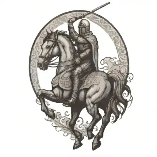 Lancelot With Wings Riding Horse