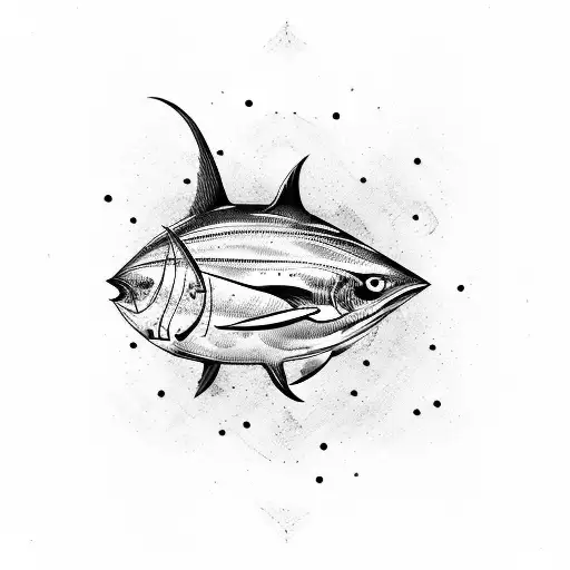 Tuna Fish With Acient Wtiting Cool Design
