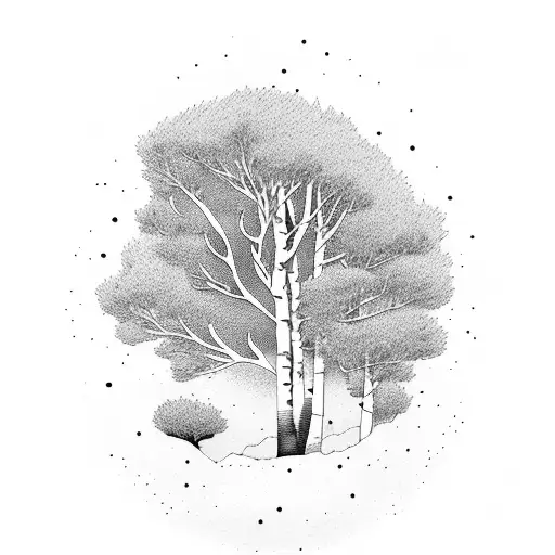 Man Sat Under Magnificent Aspen Tree