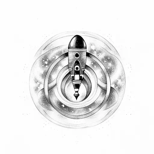 Infinity Symbol With A Rocket Ship Blasting Off In Galaxy