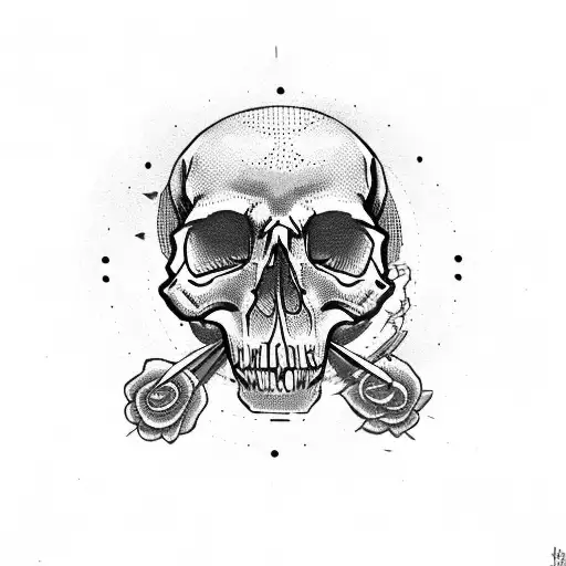 Skull With Half Broken Clock