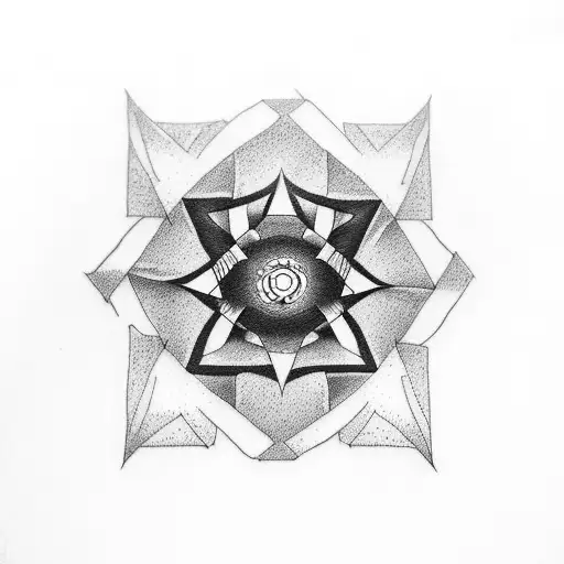 Design A Dotwork Tattoo Combining Harsh Geometric Shapes With Naruto Symbols