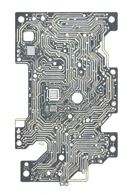 An Electronic Circuit Board With Cyberpunk Elements