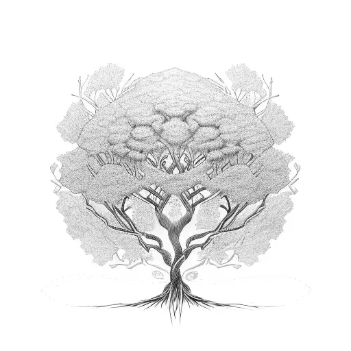 A Tree Trunk With Cancer Ribbons Intertwined In The Roots