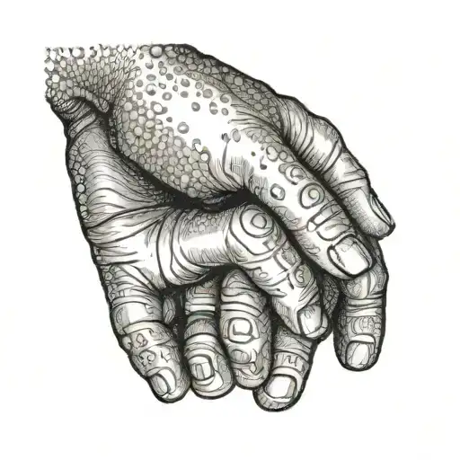 Baby Holding Dad Hand Reaching