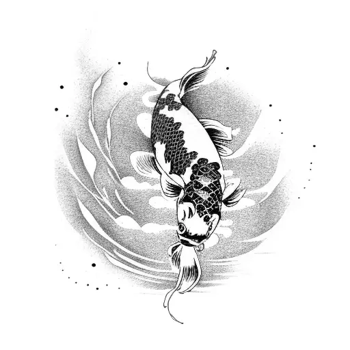 A Japanese Koi Fish Jumping Out Of Water Surrounded By Cherry Blossom Petals