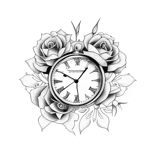 Time Clock With Flowers