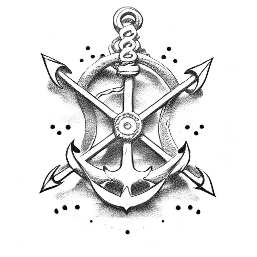 Ship Wheel And Anchor