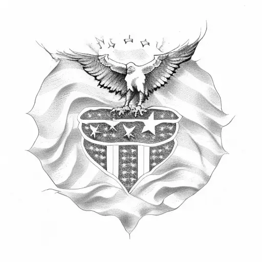 American Flag With Crying Bald Eagle