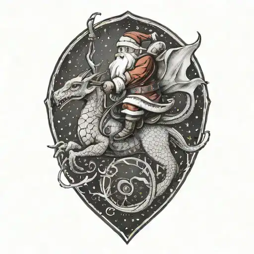 Santa Claus Riding Dragon Flying
