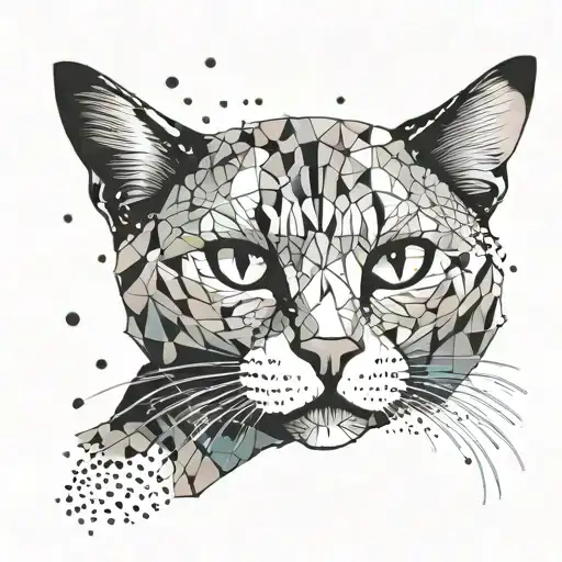 An Abstract Design Combining Cats And Vibrant Colors