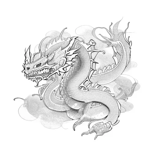 Men Sleeve Dragon Pink Flowers