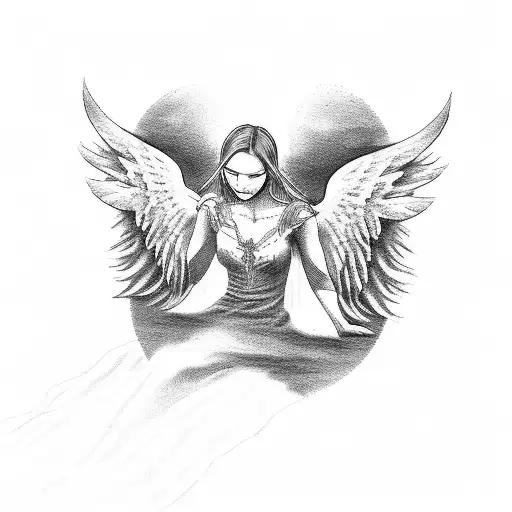 Angel With Wings With Roman Numerals For Lose Of Loved One