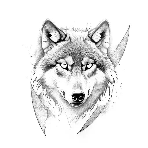 Black Band Tattoo With A Wolf And Ah Phoenix