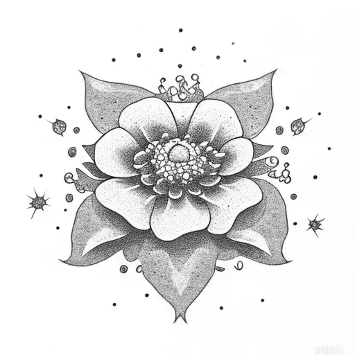 A Dotwork Design Of A Blooming Flower Transforming Into A Shooting Star