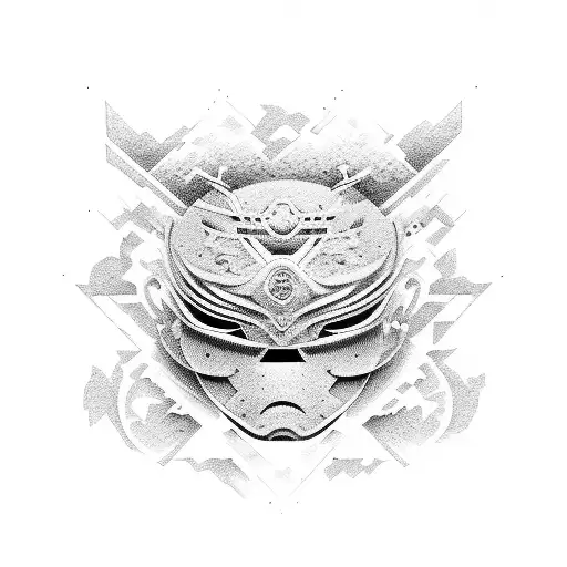 Japanese Mask Broken In Pieces