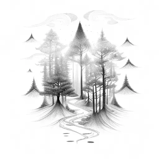 A Serene Forest Scene With Intricate Details Representing Memories And Mental Health Journey