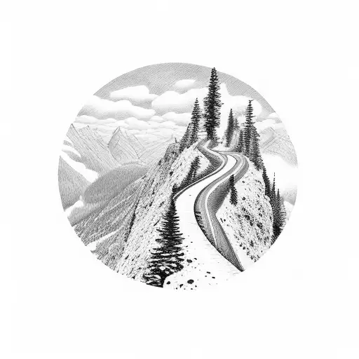 A Winding Road Leading Up Into A Majestic Mountain Landscape