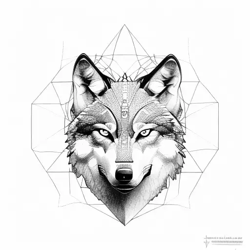 Wolf Face With Geometric Sketch
