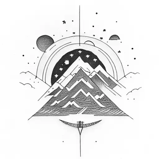 Incorporate Mountains And A Night Sky Into A Tattoo Symbolizing Love And Family Life
