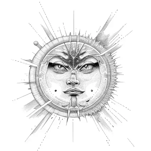 Apstact Sun And Moon Black And White