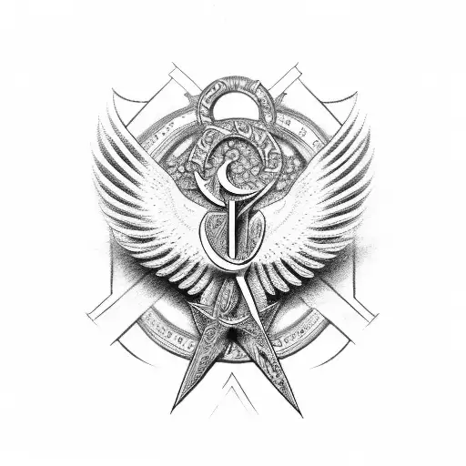 Roman Numerals With A Cross And Wings