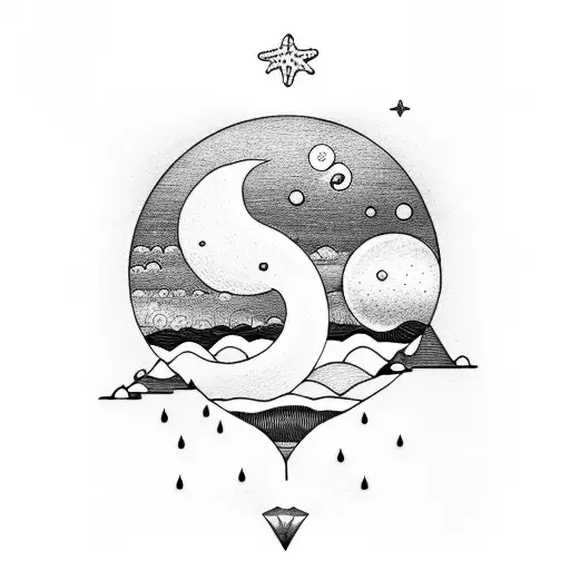 Beach With Hills And Moon