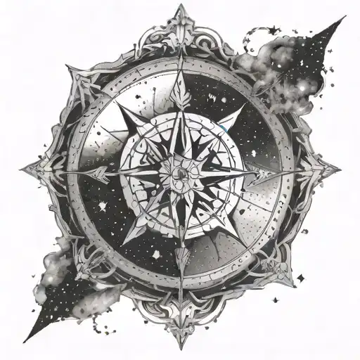 A Constellation Of Astrological Signs Forming A Compass Design