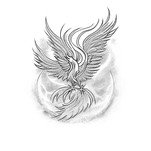 Phoenix Rising Towards Om Symbol