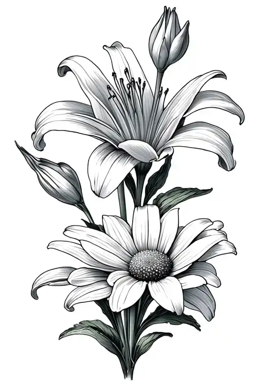 3 Individual Lily Of The Valleys And 2 Individual Daisies