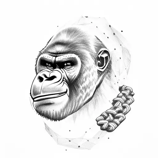 Gorilla Holding A Chain Of Cerberus