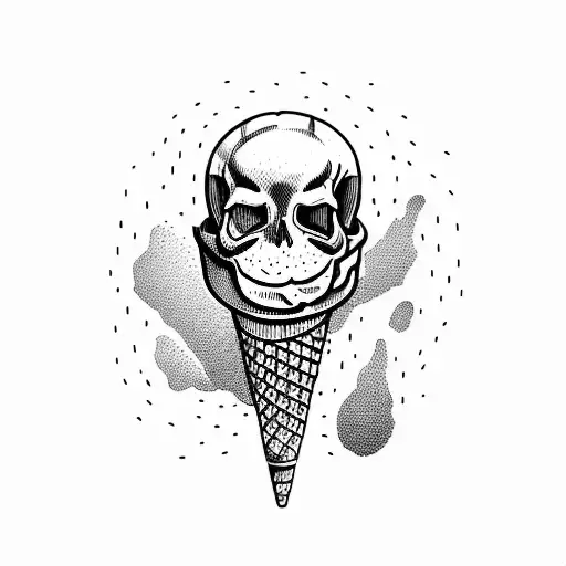 Ice Cream Cone With A Skull Instead Of Ice Cream