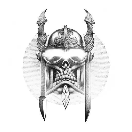 Viking Face Holding A Sword