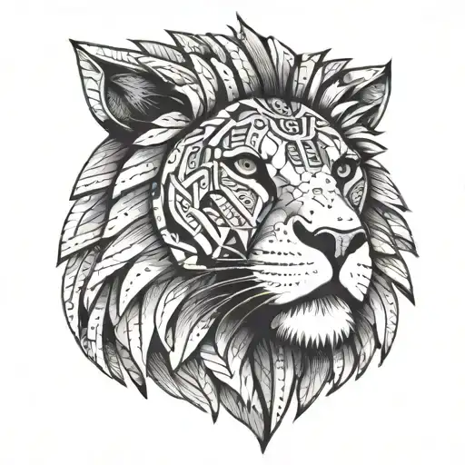 Aztec Lion Geometric