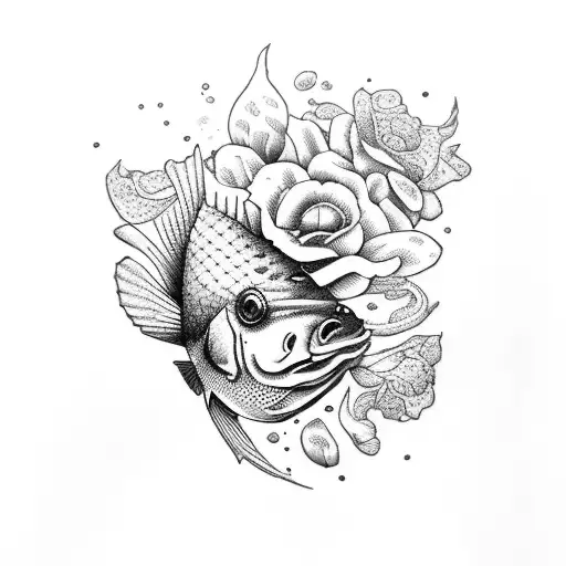 Beer Glass With Flowers And Fish Head