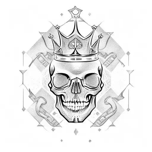 Skull With Crown Landing On Dollars