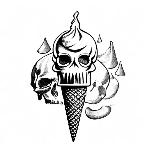 Ice Cream Cone With A Poison Skull Instead Of Ice Cream