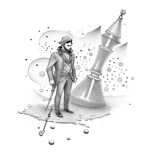 A Man With An Umbrella In An Hourglass