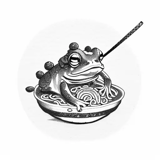 Samurai Frog In A Ramen Bowl