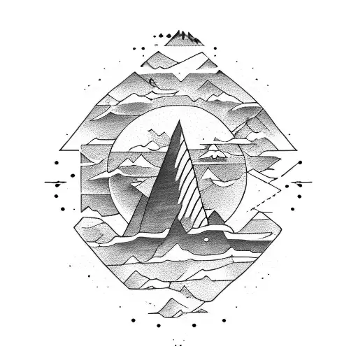 Arrow With Mountain Beach Sunrise Side Arm