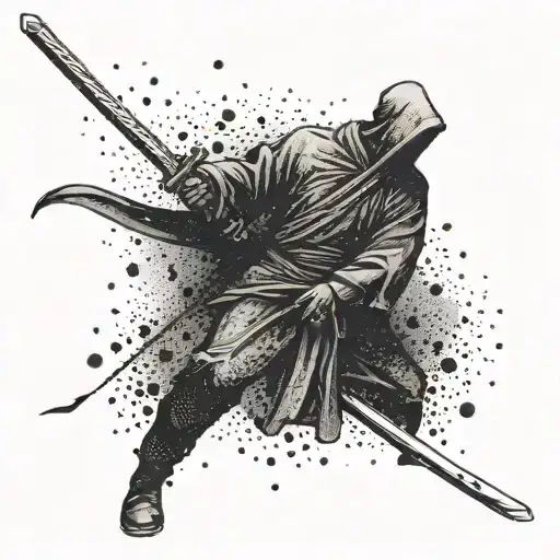 A Dark And Mysterious Figure With A Katana At Their Side