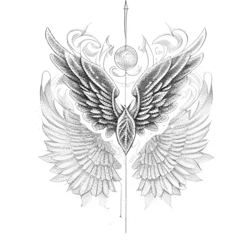 Floral Wreath And Wings