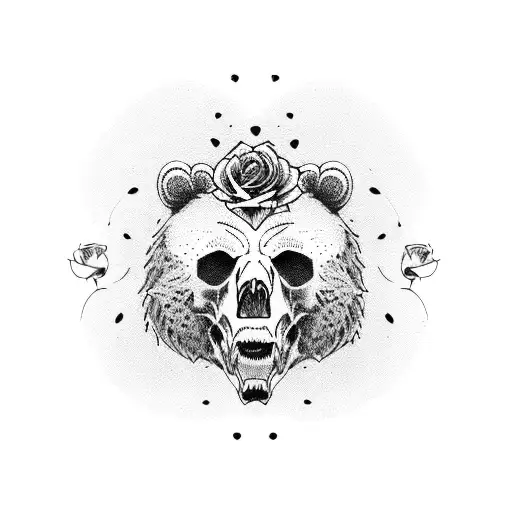 Bear With Skull And Roses