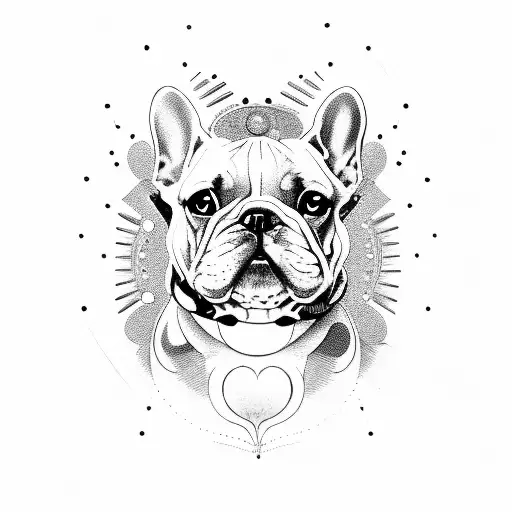 French Bulldog Head With Hecate Goddes