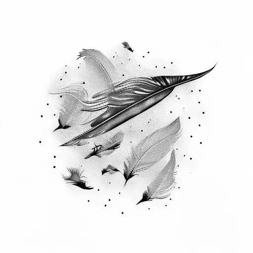 Feather With Flying Birds