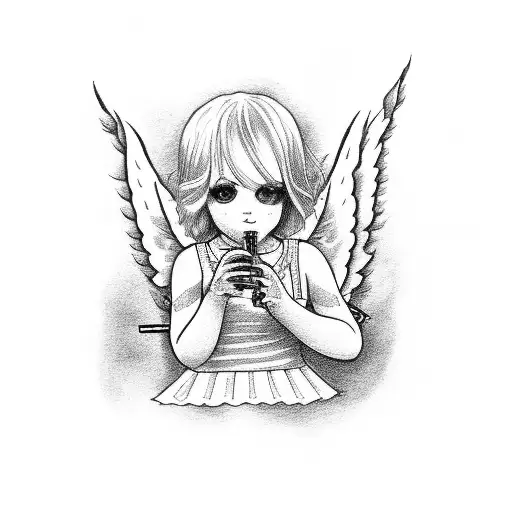 Angel Smoking Cigarettes On Rooftop In Fishnets