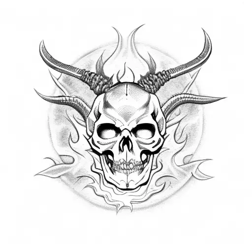 Demon Skull With Flames