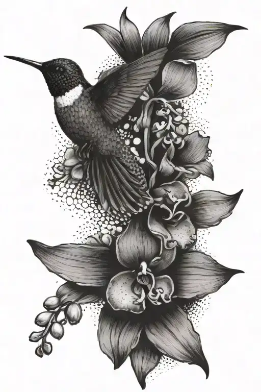 Create A Male Hummingbird And Orchid Upper Arm