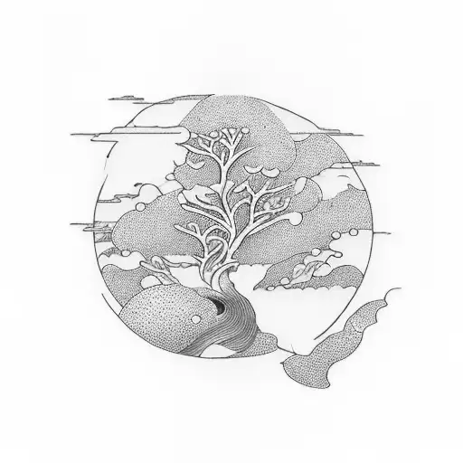 A Serene Landscape With The Word 'Ikigai' Hidden Within