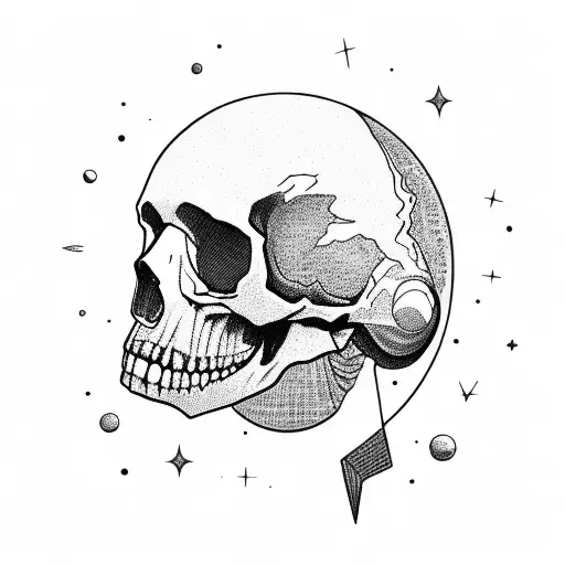 Skull Spaceman On Moon Trying To Contact With Earth